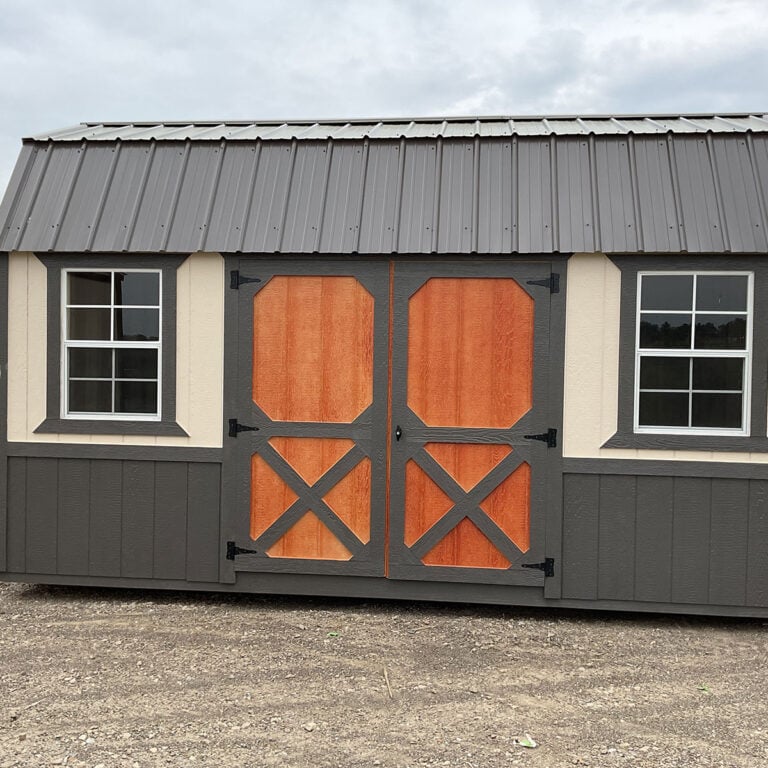 Burnett 8x16 side lofted barn with doors on the long wall