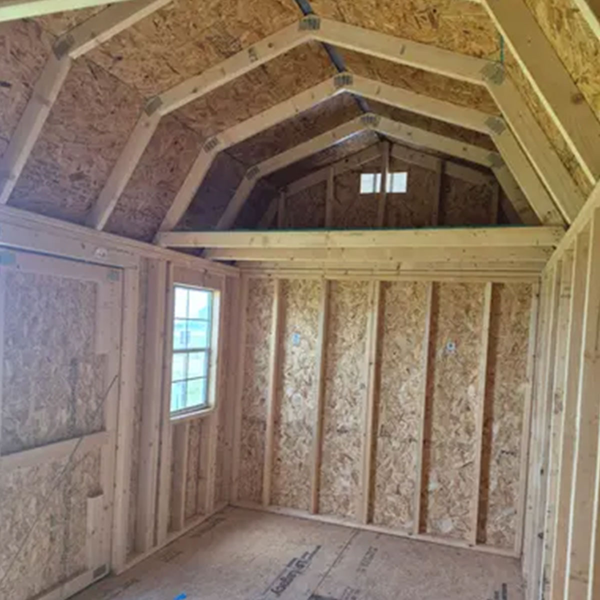 8x16 side lofted barn inside